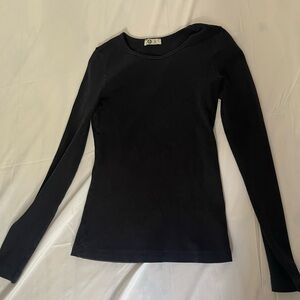 American Giant Women’s Small Long Sleeve Ribbed Tee Shirt Black Cotton
